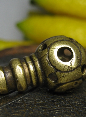 老黄铜五眼六通三通佛头佛珠配饰