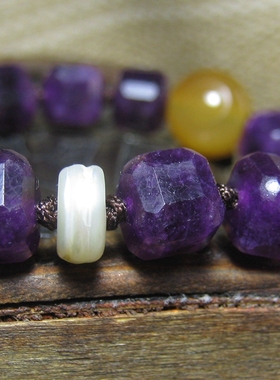 老紫水晶方棱贸易手串8mm