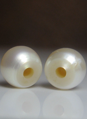老珍珠桶珠一对7.2×5.8mm