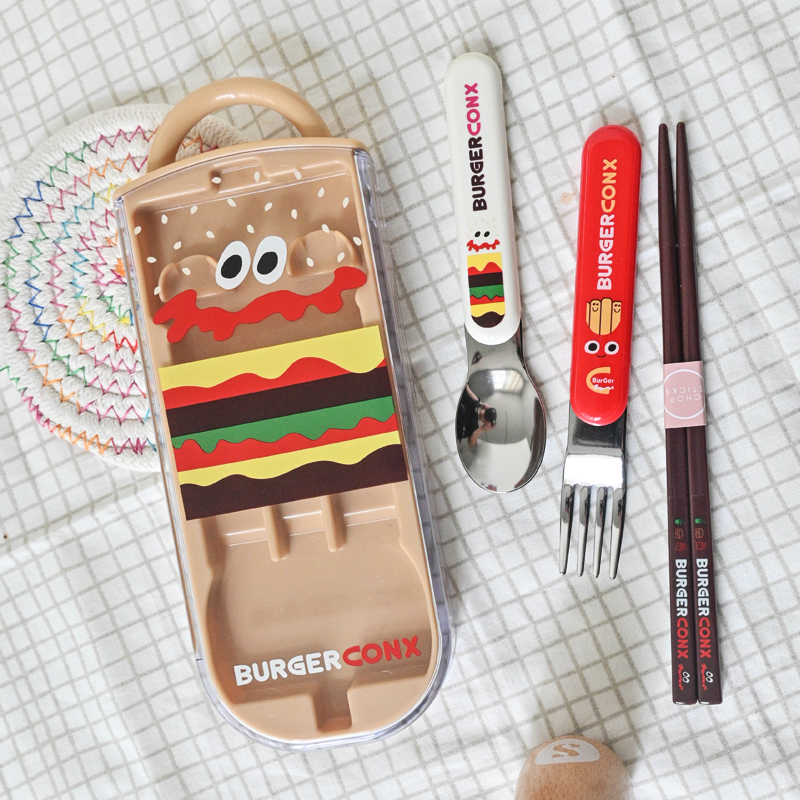 日本skater不锈钢叉勺叉子勺子筷子儿童学生便携餐具套装外出携带 - 图2