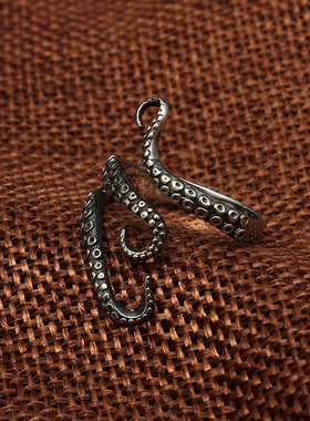 暗夜朋克新款章鱼戒指不锈钢钛钢开口戒厂家批发欧美个性风潮爆款