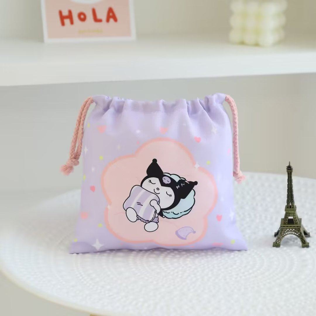 可爱ins美乐蒂抽绳大容量束口袋收纳袋旅行化妆品便携帆布小包,淘宝优惠券,粉丝福利购,淘宝优惠卷