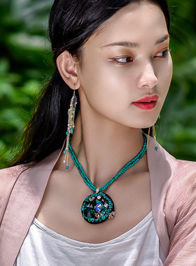 天然绿松石玛瑙夸张个性吊坠