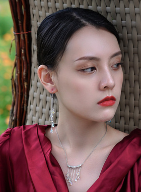 霜降原创多层华丽风水滴锁骨链