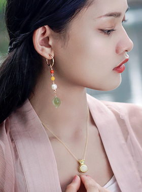 天然和田玉福袋纯银国风吊坠