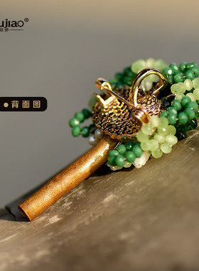 贝珠花朵吊坠两用款披肩丝巾扣