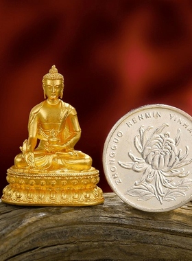 S999纯银镀金小佛像文殊药师黄财神绿度母白度母释迦随身小佛像
