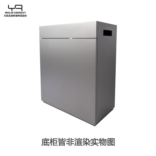 YR经典侘寂风格银灰色金属烤漆底柜鱼缸实隔断柜子家用承重定制 - 图3