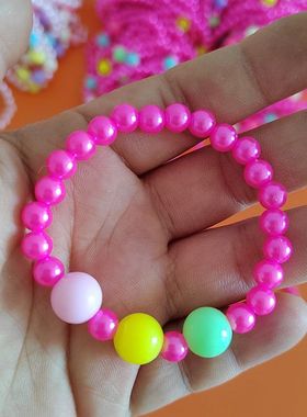 新款手工编织不掉色儿童彩色手链女童幼儿园宝宝奖品可爱公主手串