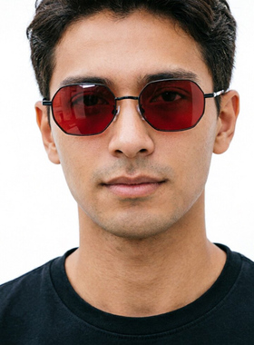 mspace复古方形金属遮阳太阳镜