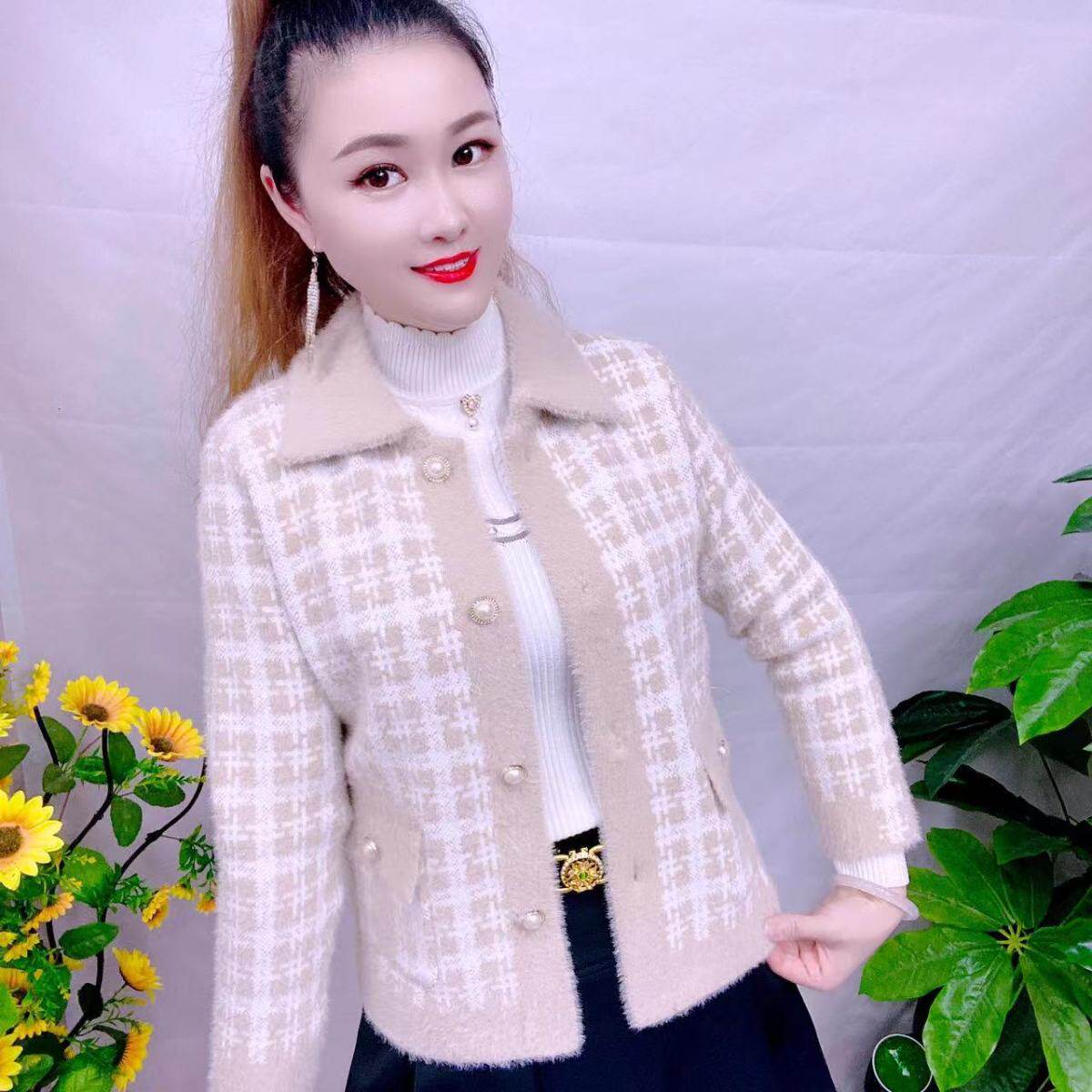 气质外套水貂绒2025加厚小香风秋冬新款洋气潮流开衫网红短款上衣 - 图1