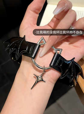 Lolita哥特恶魔翅膀猫爪吊坠皮革腿环带芒星亚文化大腿带普通金属