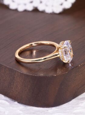 D色VVS莫桑石S925镀18K椭圆戒