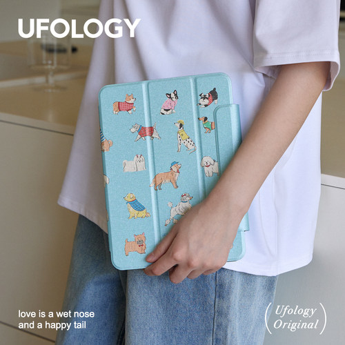 Ufology原创适用ipadair6保护壳pro11/13寸平板mini6保护套air4/5磁吸7/8/9/10代苹果带笔槽air3夏天小狗蓝色 - 图0