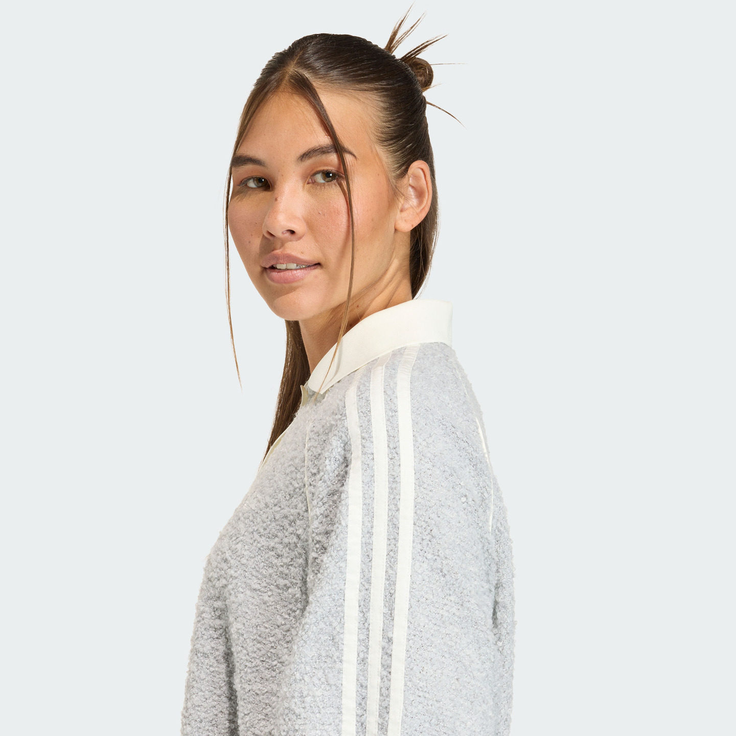 廓形毛绒舒适休闲运动长袖POLO衫女秋冬新款adidas阿迪达斯三叶草,淘宝优惠券,粉丝福利购,淘宝优惠卷