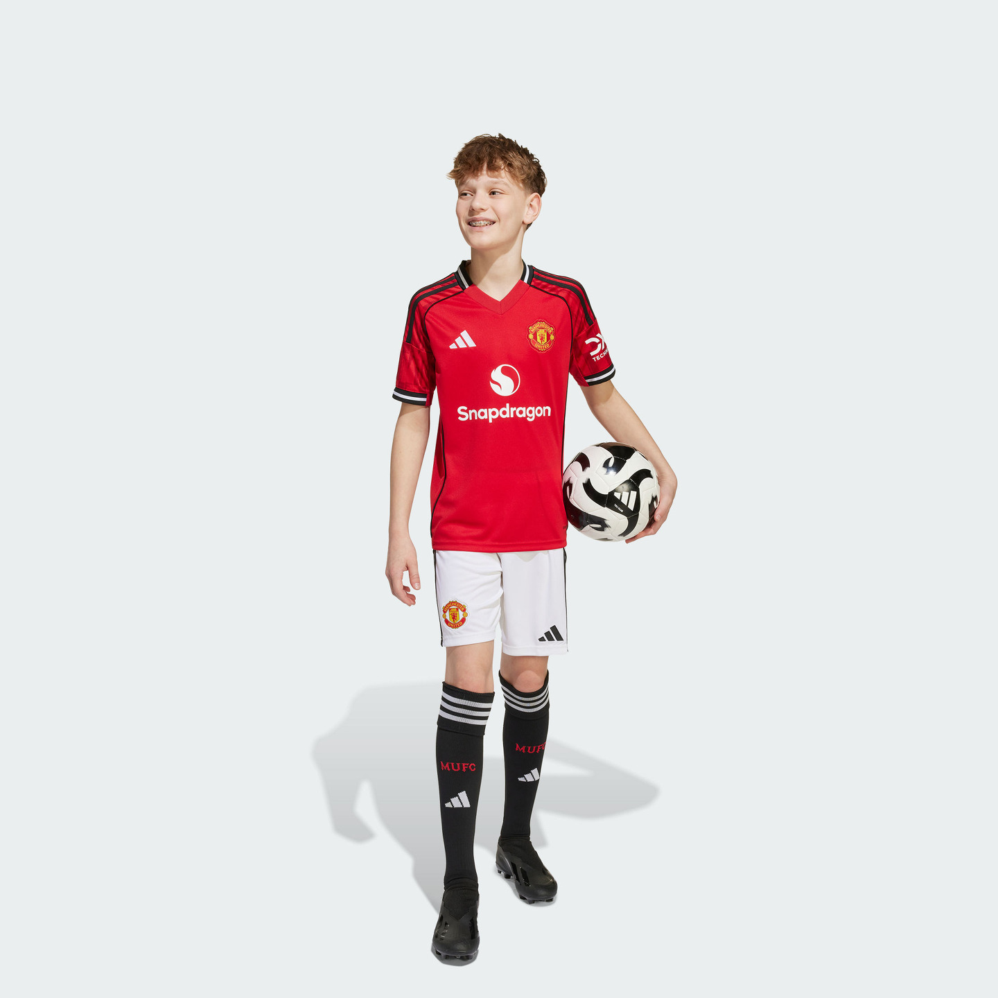 大童曼联主场速干足球运动短袖球衣儿童夏季adidas阿迪达斯