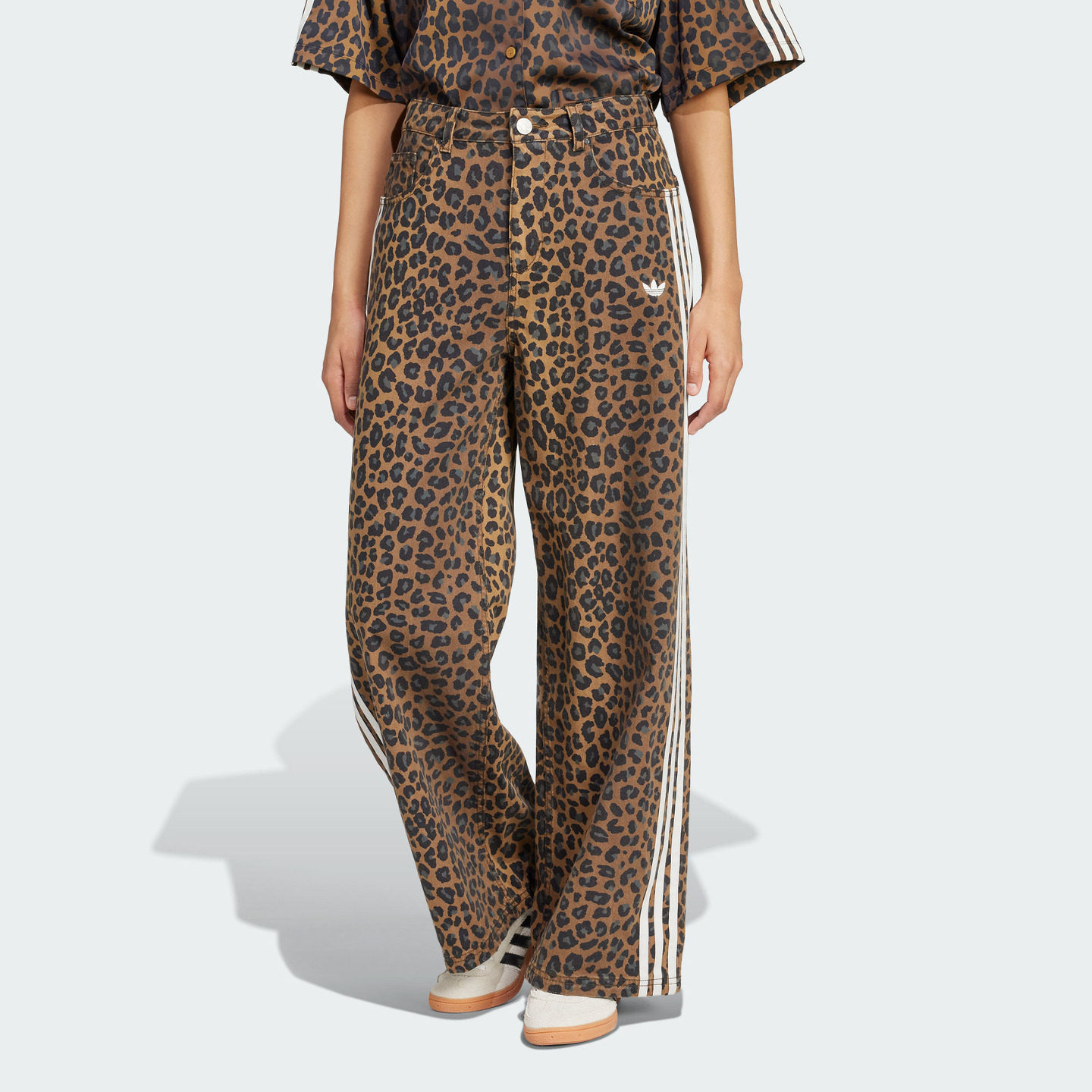 经典宽松豹纹印花三条纹牛仔运动裤女装adidas阿迪达斯官方三叶草,淘宝优惠券,粉丝福利购,淘宝优惠卷