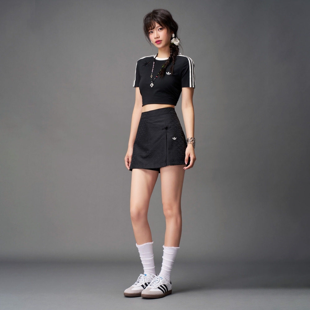 新中式运动露脐抽褶上衣短袖T恤女装夏季adidas阿迪达斯三叶草,淘宝优惠券,粉丝福利购,淘宝优惠卷