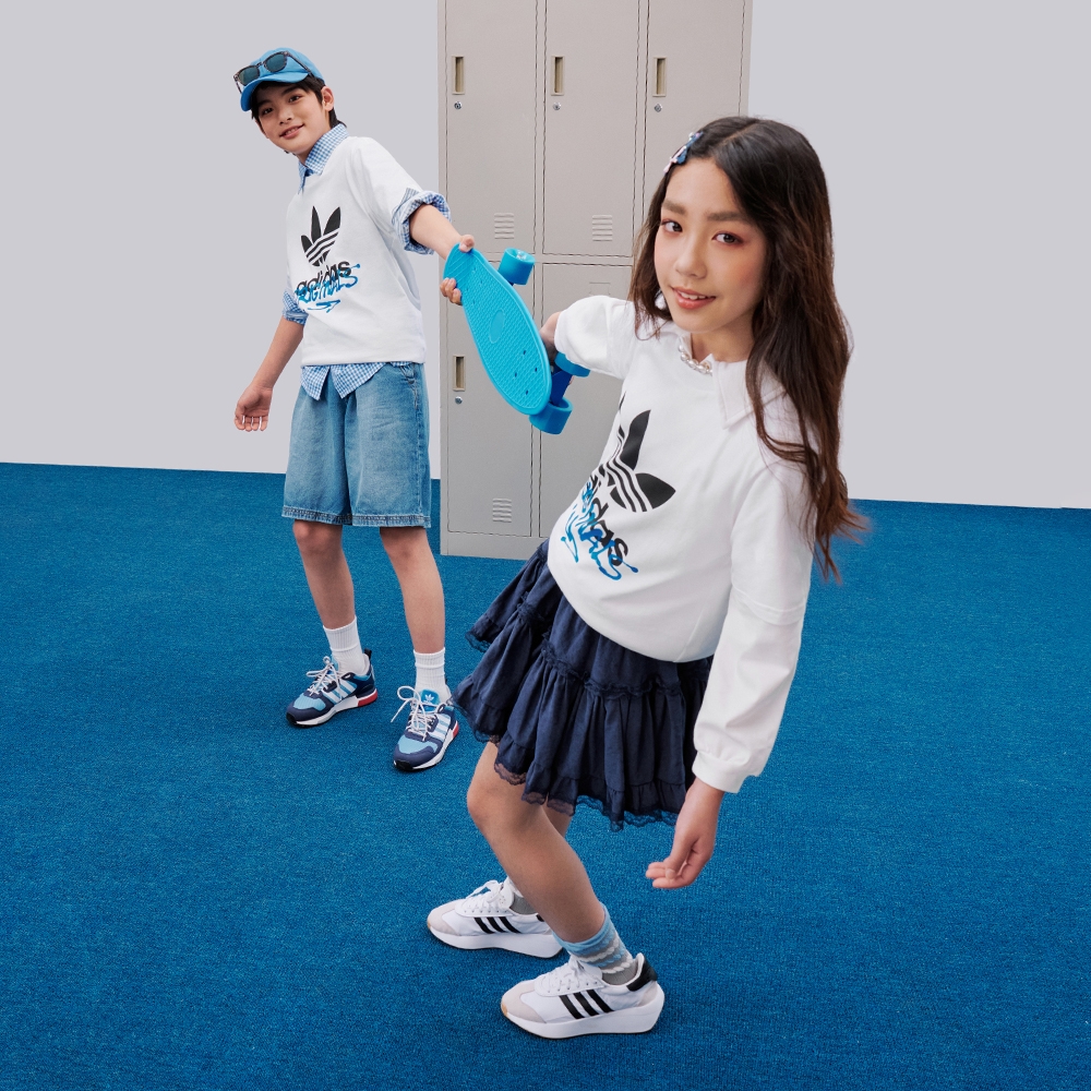 男女儿童纯棉运动圆领短袖T恤儿童夏季新款adidas阿迪达斯三叶草