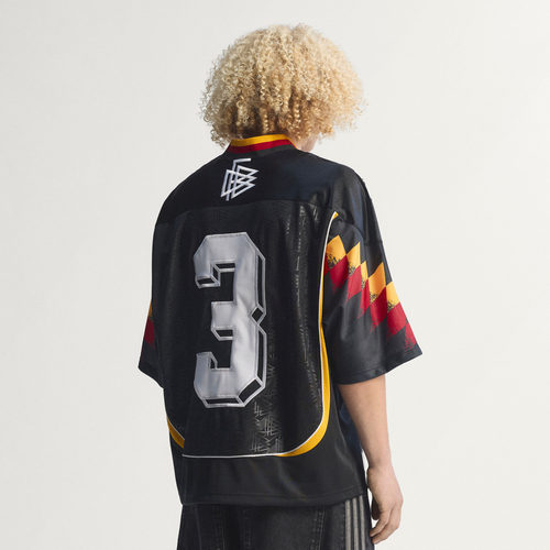 德国队休闲文化针织V领短袖球衣男装新款adidas阿迪达斯三叶草 - 图0