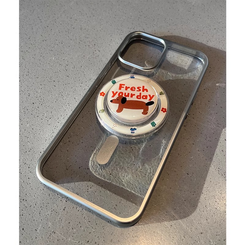 啪嗒吸附韩版可爱卡通Magsafe磁吸手机支架伸缩气囊自拍便携适用iPhone15promax手机壳苹果14/X/XS/XR/13 - 图1