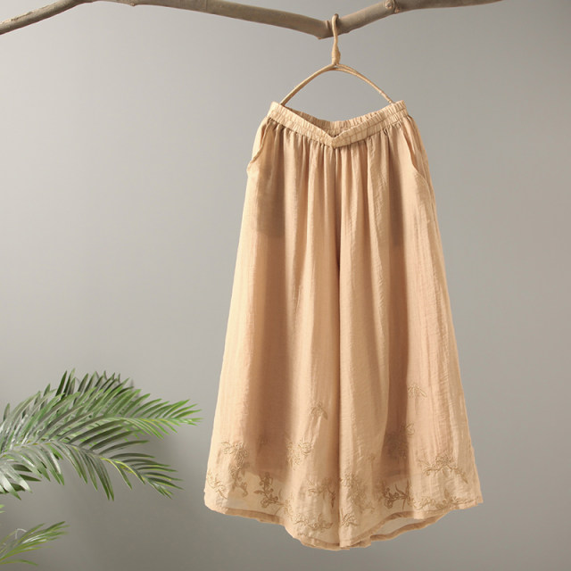 Elastic waist vintage embroidery ບາດເຈັບແລະຂະຫນາດໃຫຍ່