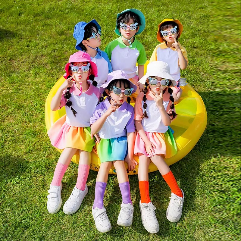 儿童啦啦队演出服幼儿园园服大班男女童六一运动班服舞蹈合唱服装 - 图1