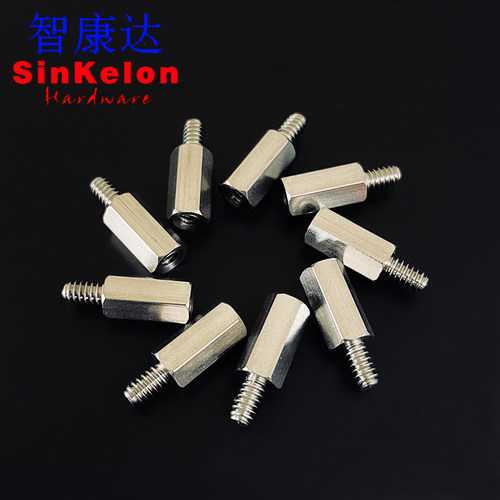 304不锈钢美标英制内外牙六角接线柱VGA电脑DB9串口隔离铜柱6#32 - 图2