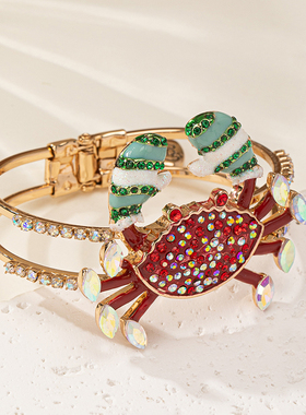 欧美重工螃蟹满钻女手镯极繁主义项链搞怪有趣万圣节饰品精致高级