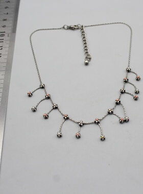 日系极简复古哑光金属锁扣项链