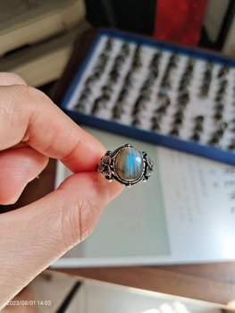 ທໍາມະຊາດ South Red Agate Turquoise Retro Versatile Versatile Adjustable Open mouth Ring Ring Women's Raw Stone does not Fade Aquamarine