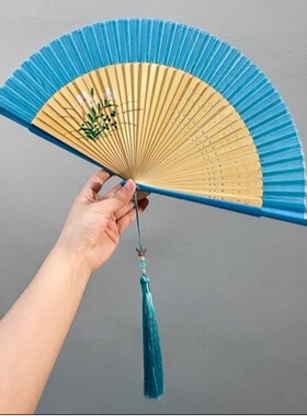 扇子折扇中国风红色易开合舞蹈扇古风汉服旗袍跳舞小折叠扇子