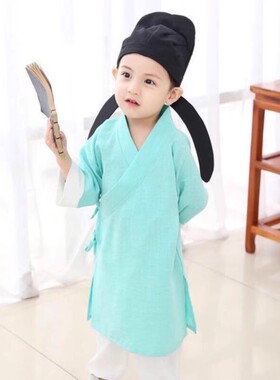 男童汉服唐宋书生居士演出李白帽