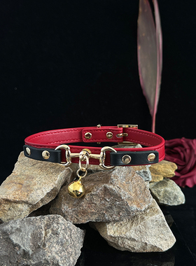 Puppy铃铛真牛皮项圈choker颈圈女m脖圈颈饰k9情侣颈带可刻字定制
