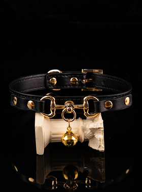 Puppy真牛皮铃铛项圈女m脖圈颈饰k9情侣颈带choker颈圈可刻字定制