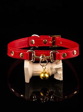 Puppy铃铛真牛皮项圈choker颈圈女m脖圈颈饰k9情侣颈带可刻字定制