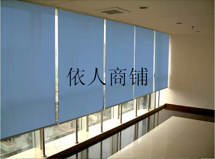 防火布卷帘防水全遮光窗帘办公卷帘工程电动百叶帘喷绘LOGO背景布-图0