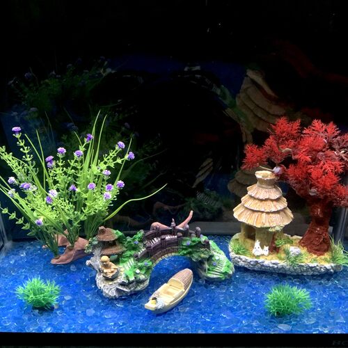 热卖仿真小桥园林树脂鱼缸水族箱假山石水草鱼缸造景装饰大桥摆件 - 图0