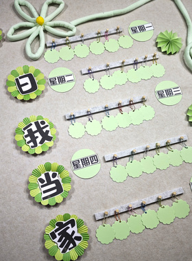教室卫生角文化墙贴布置装饰小学幼儿园环创值日生黑板报签到挂牌