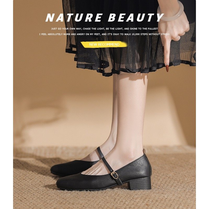 真皮玛丽珍鞋百搭小方头软皮软底粗跟时尚舒适多色单鞋女,淘宝优惠券,粉丝福利购,淘宝优惠卷