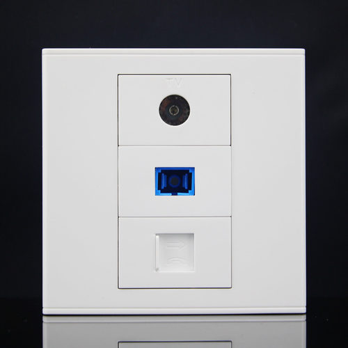 86型电话光纤电视墙壁插座面板 RJ11电话+SC光纤直插+TV有线电视 - 图0