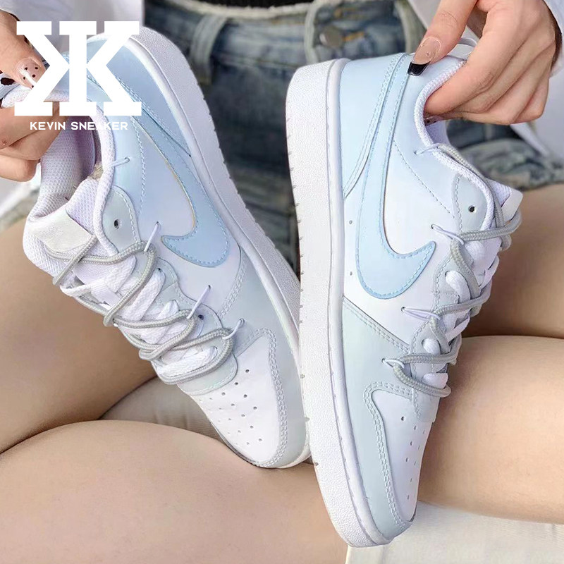 球鞋定制NikeCourtBorough解构风小清新夏日甜心渐变喷绘低帮板鞋,淘宝优惠券,粉丝福利购,淘宝优惠卷