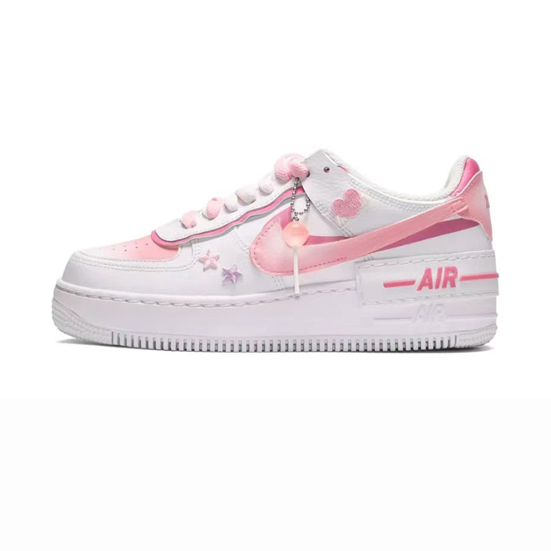 球鞋定制Nike耐克AirForce1Low 多巴胺心心相惜低帮板鞋女 - 图3