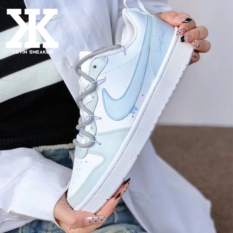 球鞋定制NikeCourtBorough解构风小清新夏日甜心渐变喷绘低帮板鞋,淘宝优惠券,粉丝福利购,淘宝优惠卷