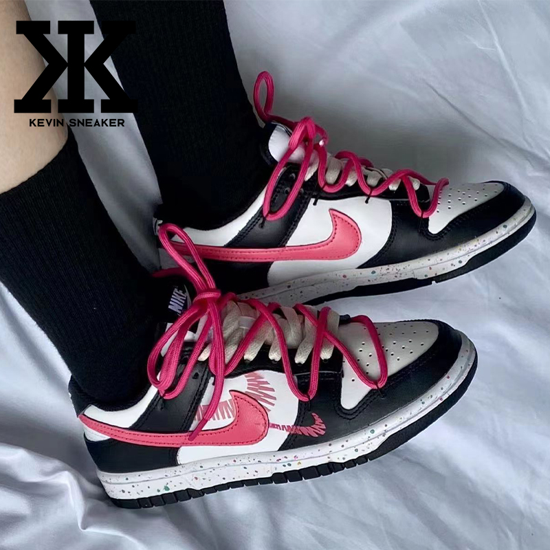 球鞋定制Nike Dunk Low SPD活力三勾甜酷复古潮流女款黑白紫板鞋-图2