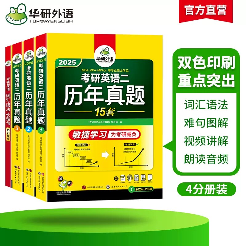华研外语 2025考研英语二历年真题15套试卷解析详解词汇单词语法与长难句阅读理解写作文翻译模拟练习题专项训练复习资料全书203