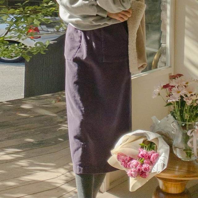 Korean Dongdaemun skirt purple thickened hip skirt