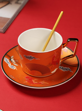 国潮陶瓷杯咖啡杯碟礼盒套装茶具