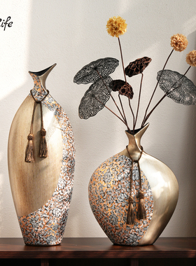 欧式风轻奢陶瓷花瓶酒柜装饰摆件