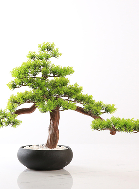 新中式风迎客松盆景绿植装饰品